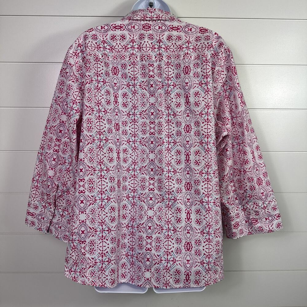 Foxcroft Pattern Easy Care Button Front Shirt Whi… - image 5